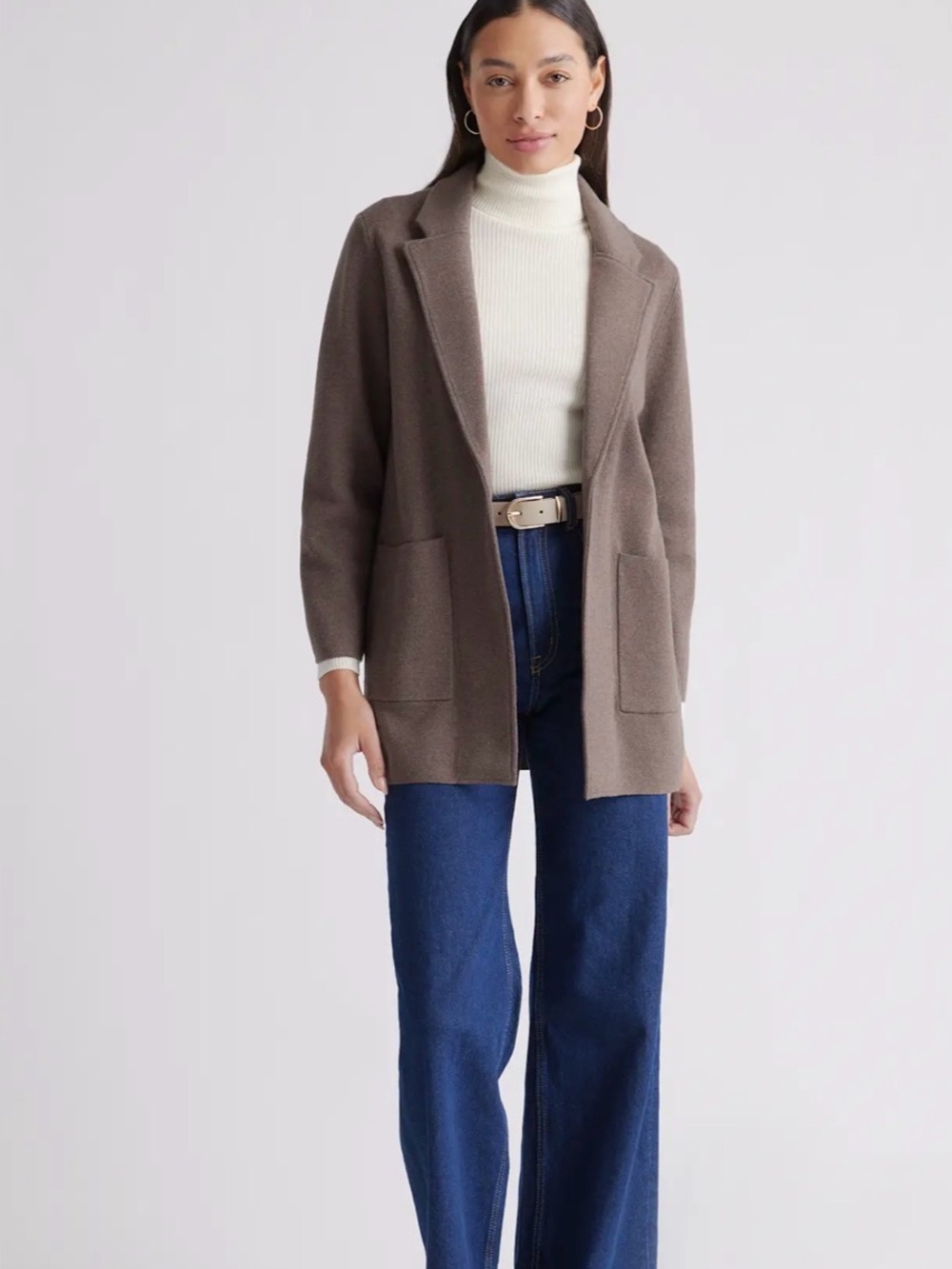 Quince 100% Organic Cotton Knit Open  Blazer  M Minimalist Business Casual